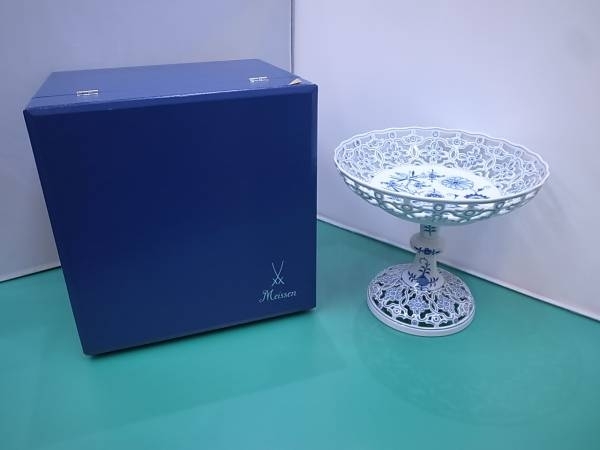 時代 マイセン ブルーオニオン 磁器 2段コンポート 飾り インテリア