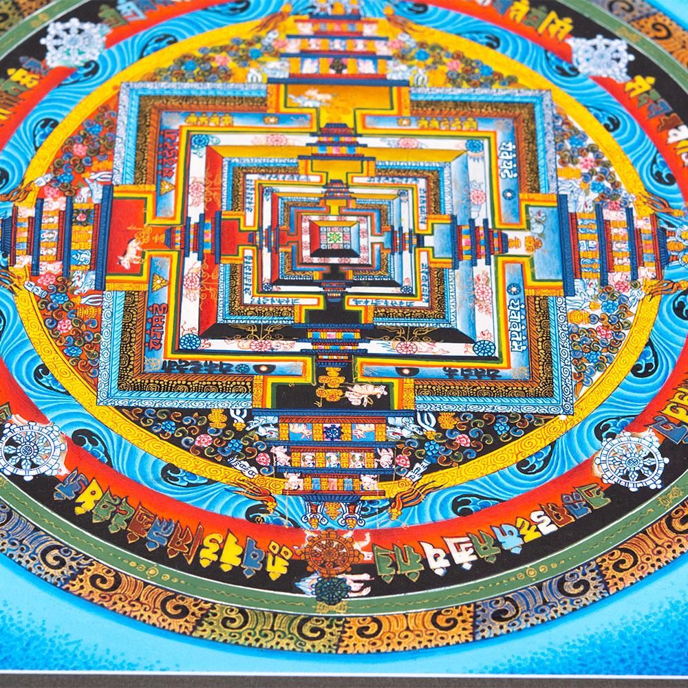 曼荼羅手描き ネパール 曼荼羅額入り／手描きマンダラ／時輪タントラ