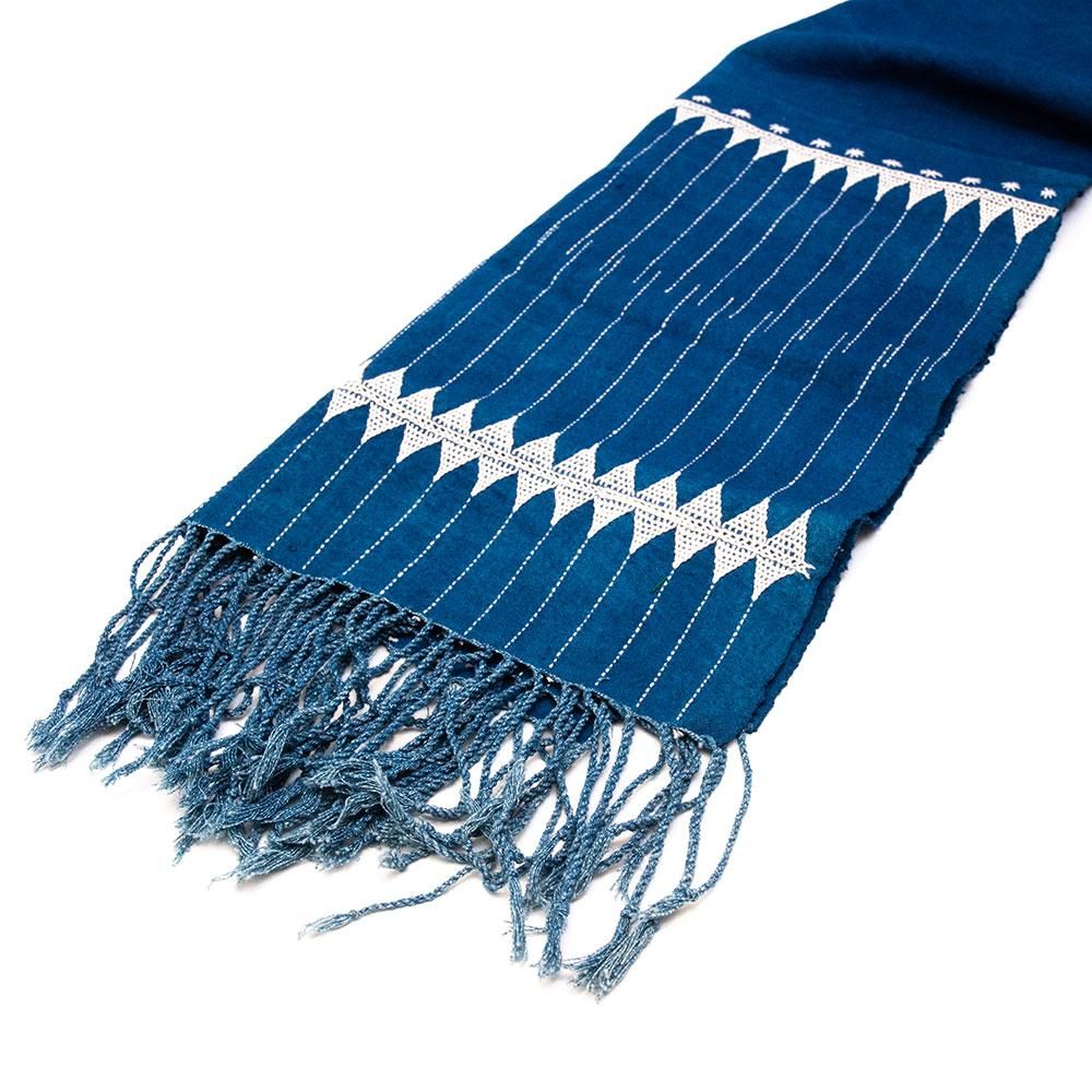 タイ 族 ブランケット ストール インディゴ 藍染 刺繍 骨董