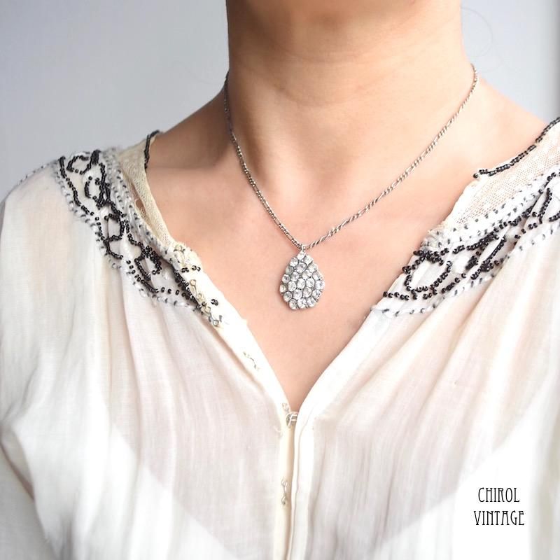 アンティーク ジョージアン シルバー ペースト ペンダントネックレス