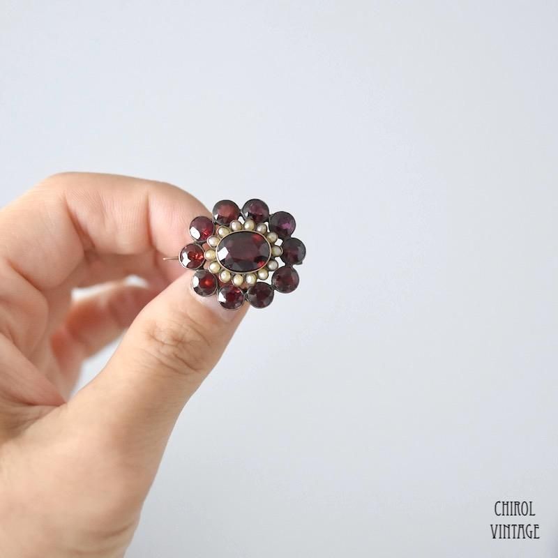 アンティーク ガーネットxシードパールブローチ - CHIROL VINTAGE