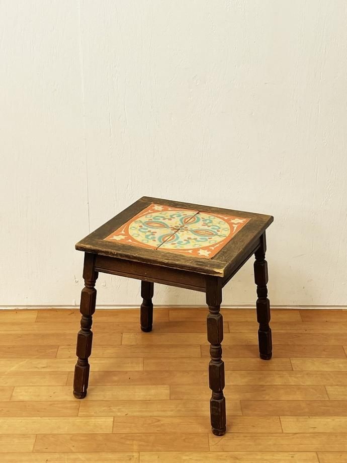 R*C様 ヴィンテージタイルトップ サイドテーブル アンティーク古道具 R
