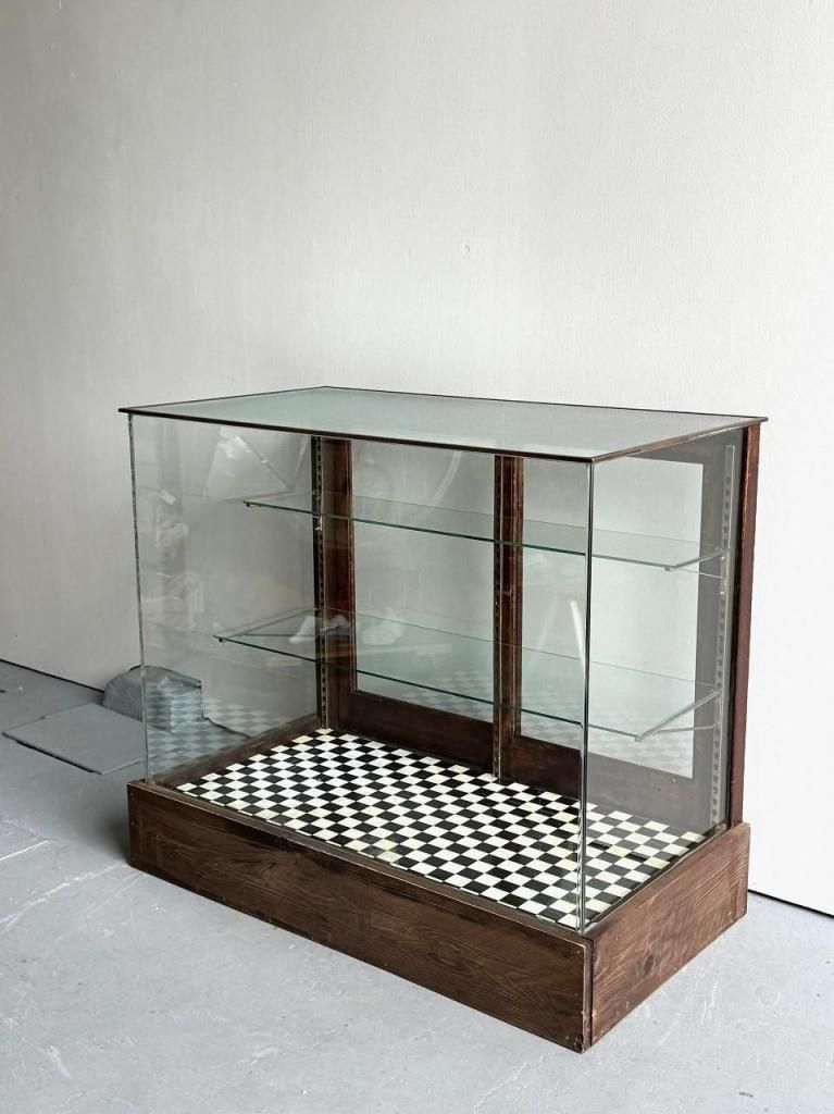 1920-40's ヴィンテージ ウッド ディスプレイ ガラスショーケース