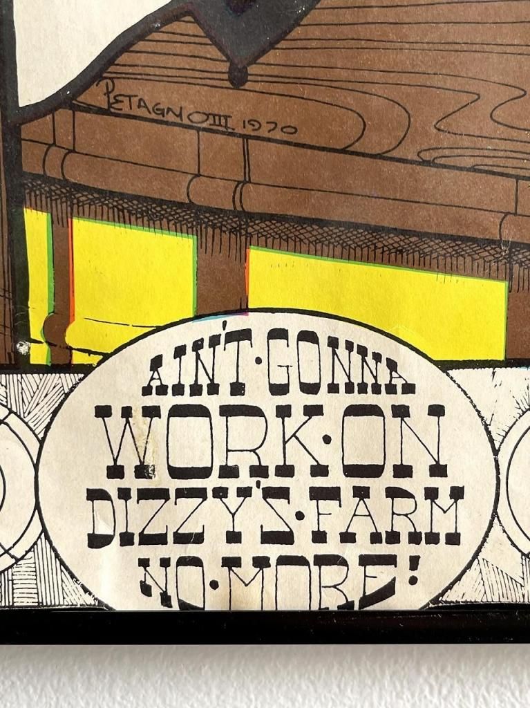 1970's ”AINT GONNA WORK ON DIZZY'S FARM NO MORE” 額入り ブラック