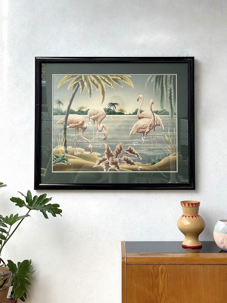 1950's Turner社製 ヴィンテージ フラミンゴ ガラス ウォールデコ