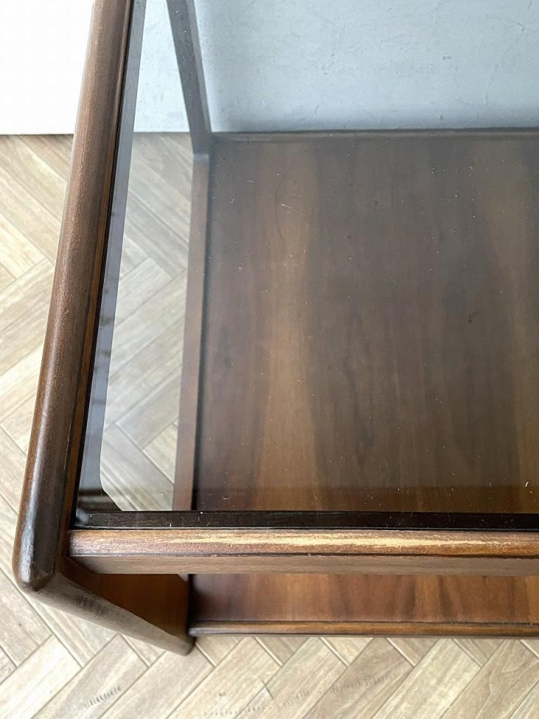 ヴィンテージ スモークガラストップ サイドテーブル - アンティーク