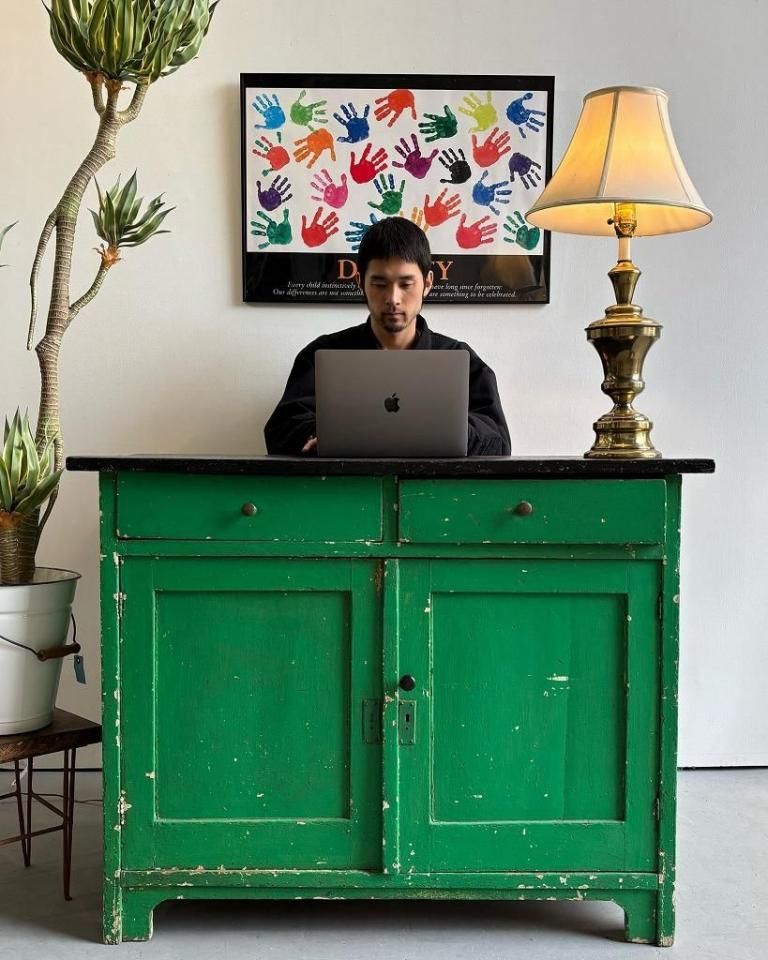 ヴィンテージ シャビー ウッド キャビネット - アンティーク