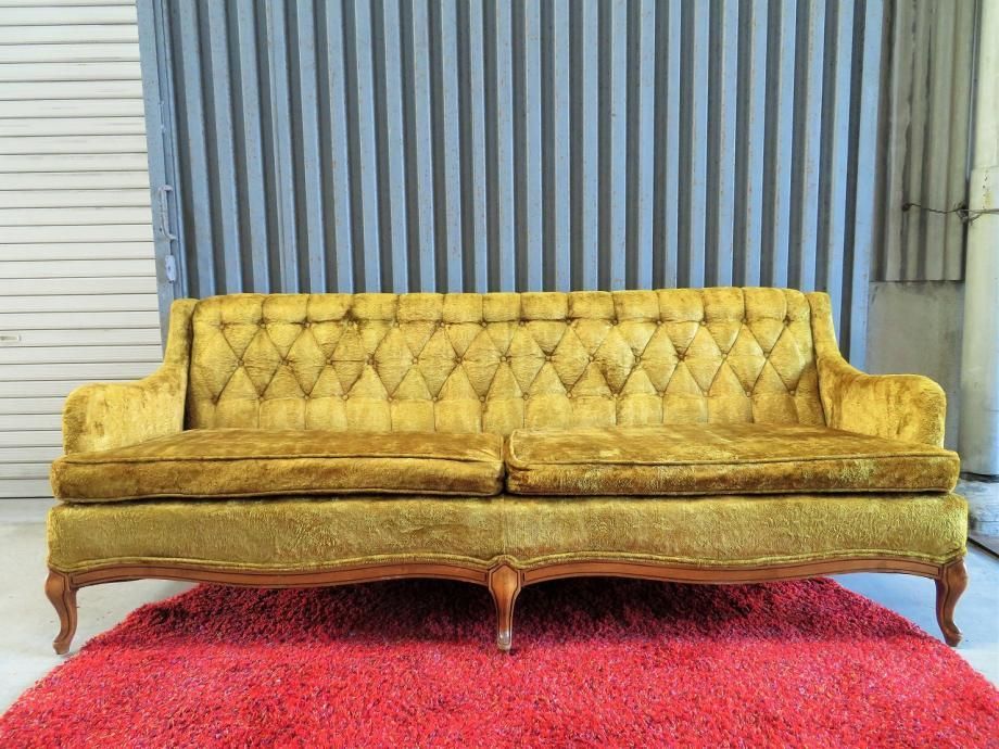 1960s ヴィンテージ ベルベットファブリック 3シーター ソファ