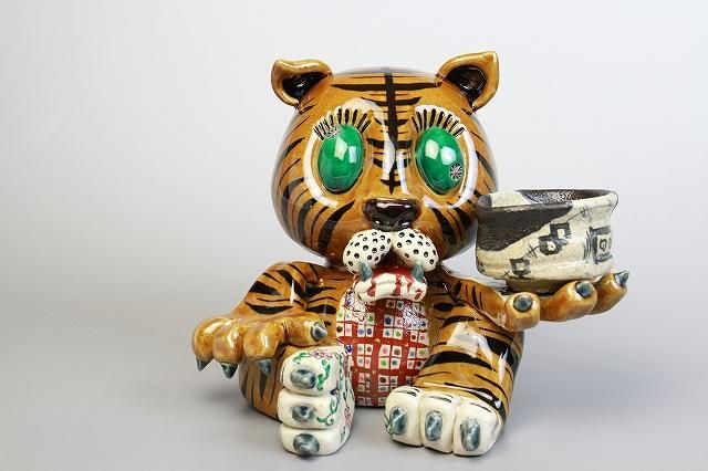 深見文紀 「 TIGER酒器飾台 」 黒織部ぐい呑付き - レトロ ＆アート
