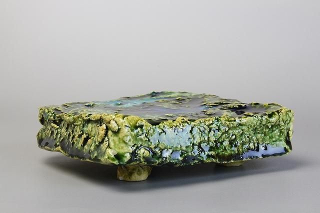 山口 真人 「 織部三つ足角皿 」 食器 - レトロ ＆アート空間 「 古