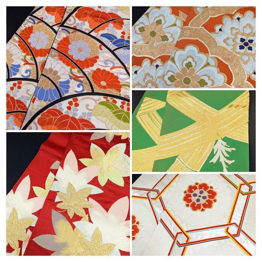 西陣織袋帯未仕立品（株）大光 濃紫地大柄唐花蔓文新品 芯