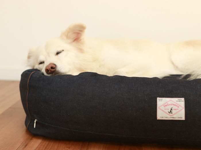 オーガニックコットン犬用ベッド デニムM｜DeLoreans