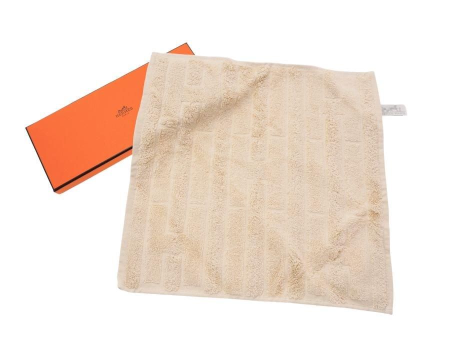 エルメス カレ・タオル ステアーズ タオルハンカチ 32×30 ナチュラル