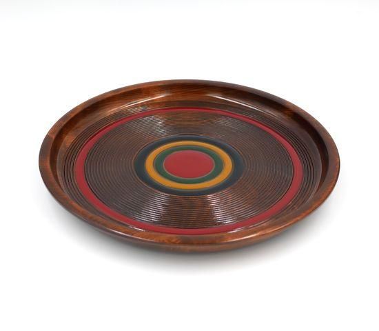 象彦 根来塗 お盆 象彦の丸盆 (根来塗 漆器 ロクロ目 朱