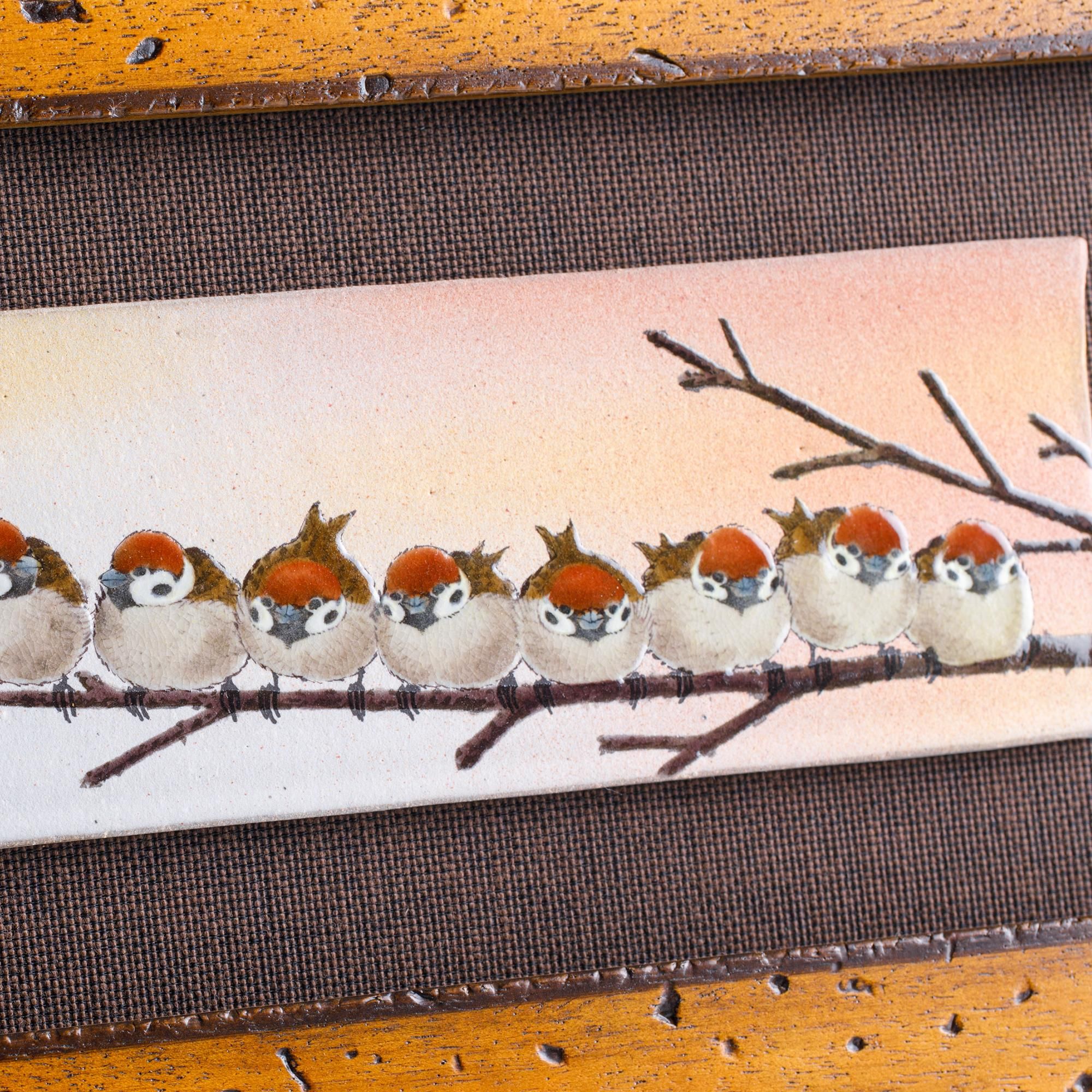 九谷焼 陶額 雀図四季セット / 中村陶志人 九谷焼 陶額 雀図四季セット