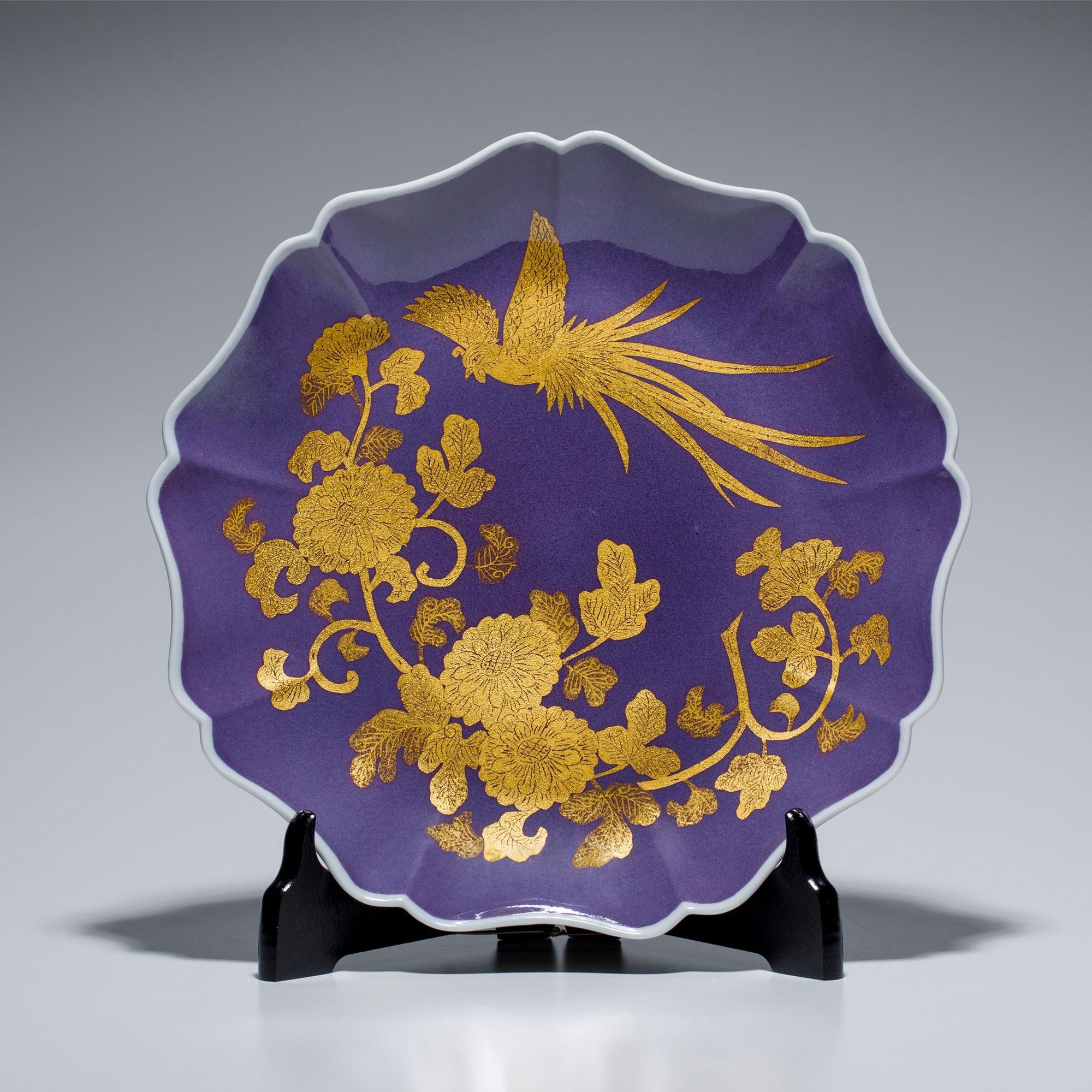 人間国宝 吉田美統 釉裏金彩 泰山木文 壷 22.5cm 共箱 共布 栞 Y4 人間