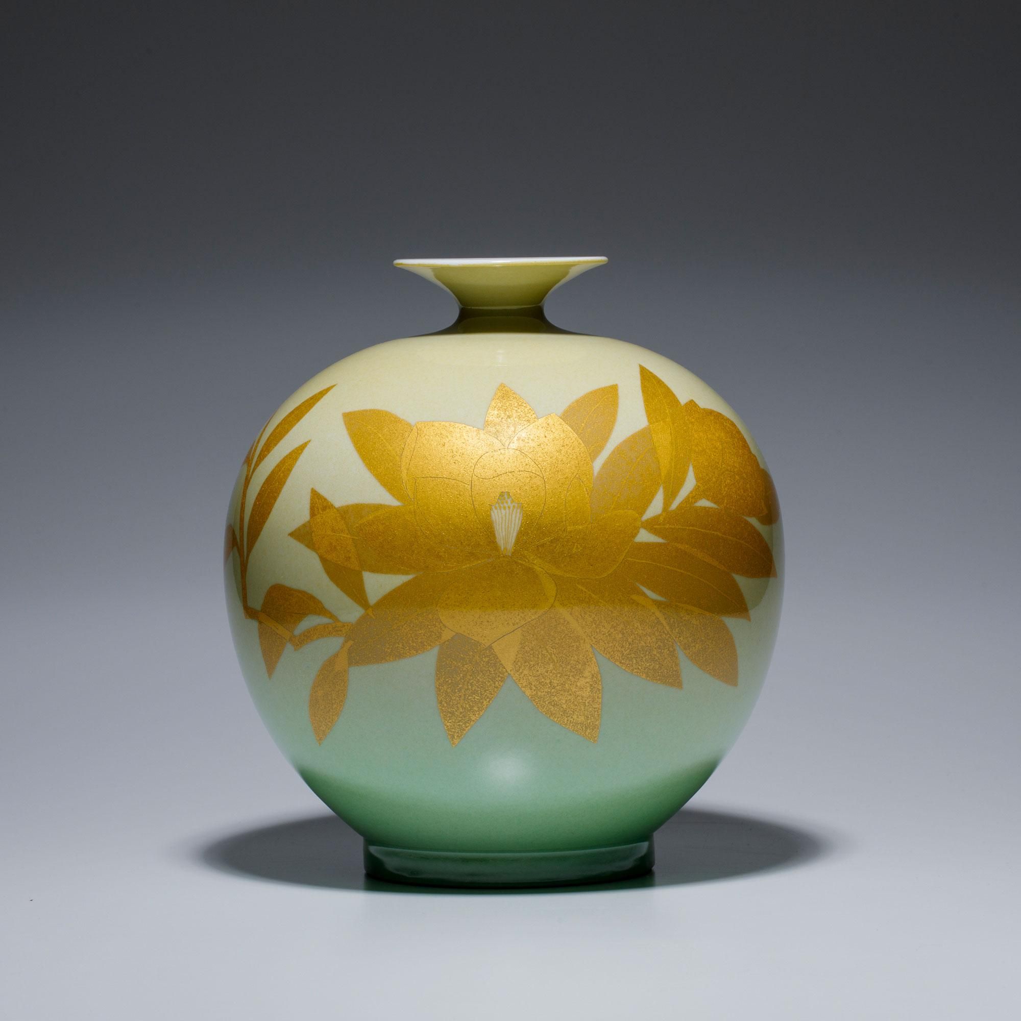 吉田美統錦山銘赤地金蘭手茶器揃え茶具人間国宝