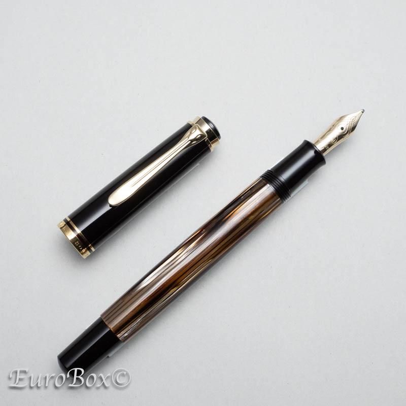 Pelikan400茶縞18K750万年筆字幅B吸入式 Pelikan特別生産品
