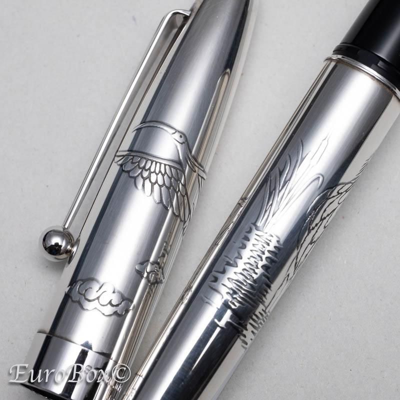 CUSTOM 万年筆 シルバー メッシュデザイン パイロット 万年筆 シルバー