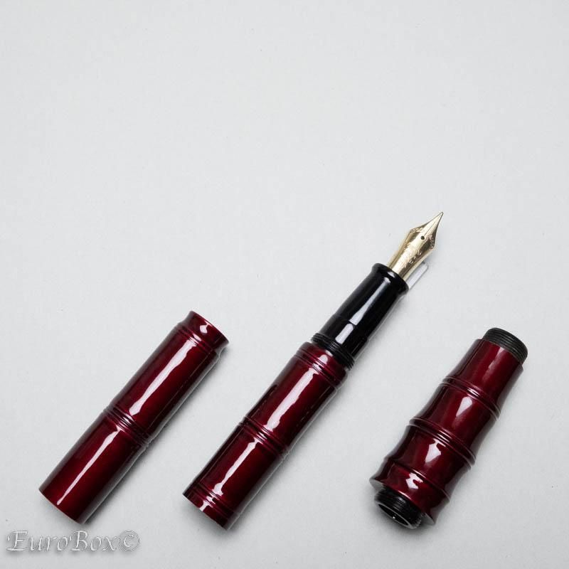 大橋堂 手作り万年筆 朱竹 漆 Ohashido Shuchiku-také (Red Lacquer