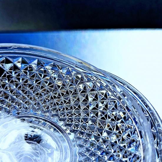 1800年代 欧州アンティーク 青被せ ダイヤ模様 ガラス瓶 キャンディ