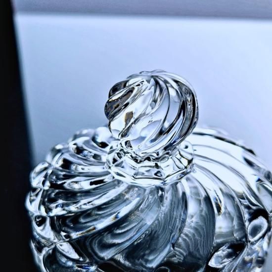 オールド・バカラ レアカラー ブルークリスタル製 コンポート バンブー