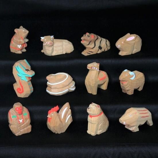 十二支一揃（小）- 奈良一刀彫工房 大林杜寿園 ※NHKテレビ／雑誌／書籍