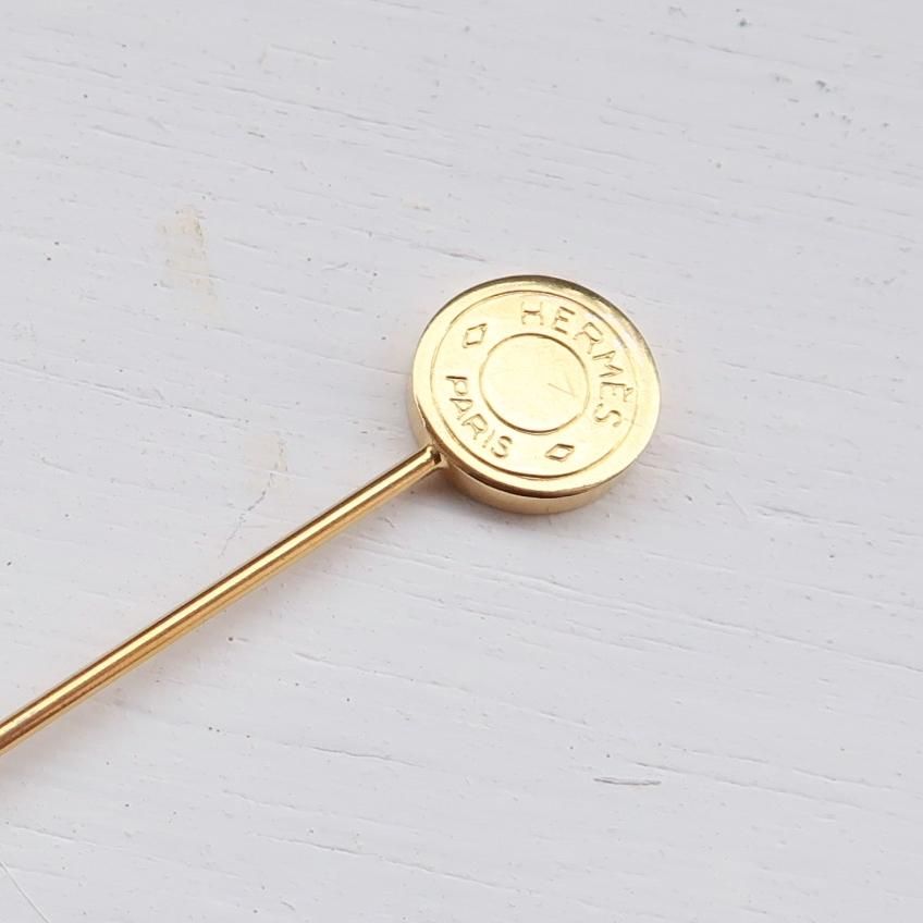 希少 エルメス HERMES セリエ シェル ブローチ ラペルピン ゴールド