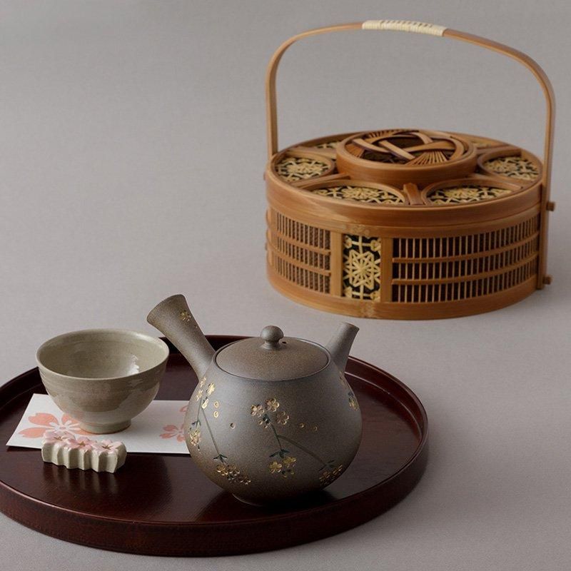 青峰作 焼締金桜急須 - いい日になりますように