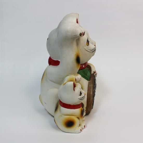 白招き猫（右手） | お金を招く縁起物 - レア物・骨董・アンティーク