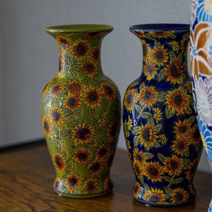 Despots(デスポッツ) Vintage sunflower/flowervase 花瓶 陶器 絵付 花