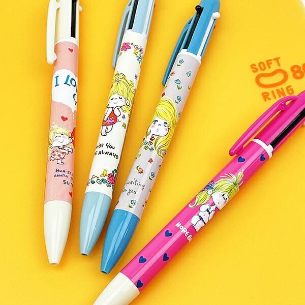 水森亜土 シャープ＆2色ボールペン 水色 文具