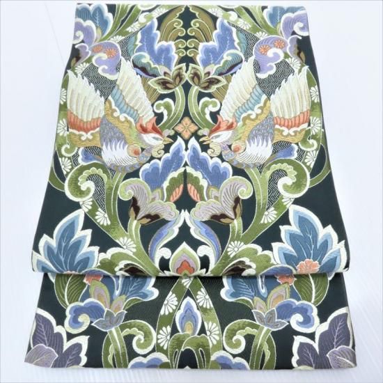 ペルシャ 更紗文】高級絹製 袋帯 鳳凰と花柄0123 ペルシャ 更紗文