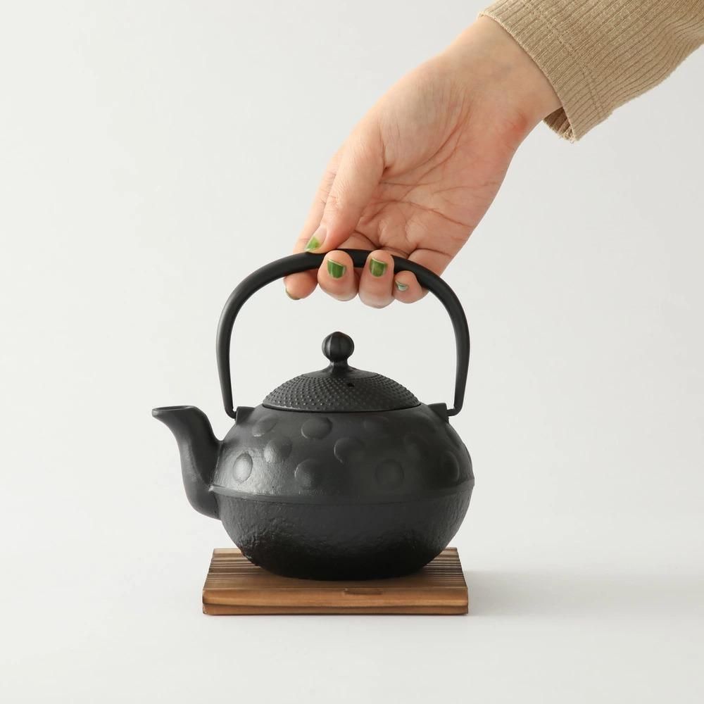 南部鉄器 鉄瓶急須 水玉 黒 及甚 兼用瓶 0.4L やかん 鉄分 補給