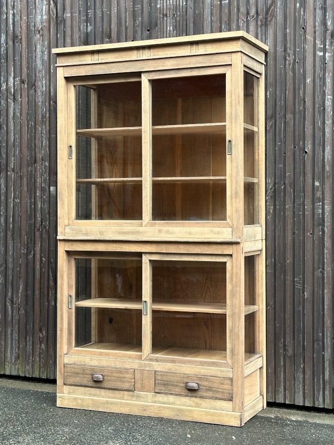 ガラス戸棚 三面ガラス W873xH1552xD350 - 古道具donguri