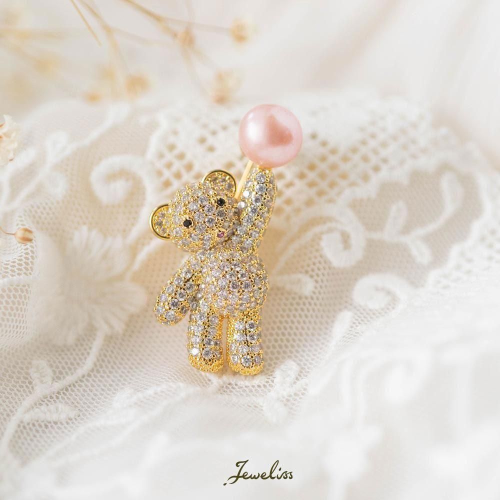 Jeweliss ブローチ 淡水パール テディベア フィリサティ ゴールド クマ