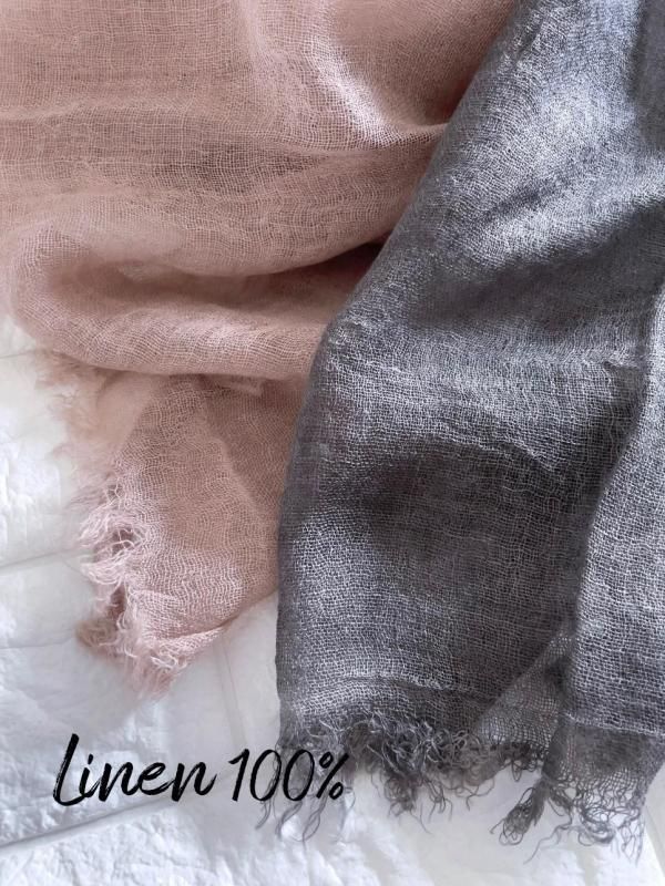 ○（発売8/9）リネン大判ストール（新色ダークグレー） - ImPARFAIT