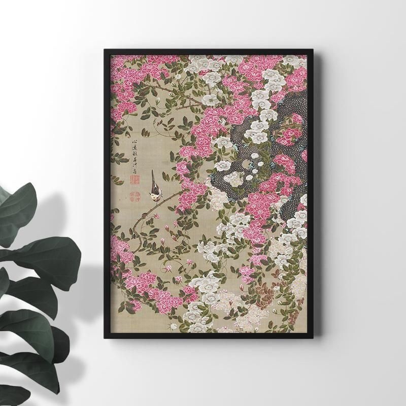 動植綵絵 薔薇小禽図 | 伊藤若冲作品 - ROSSO GRAFICO
