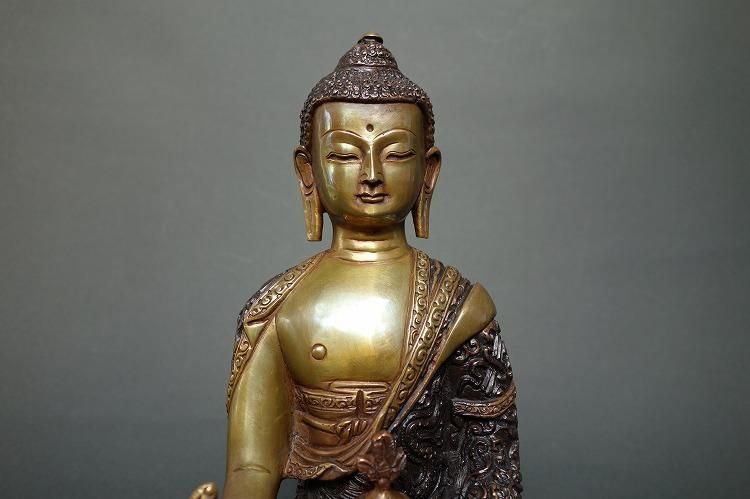 修縁堂】彩繪 瑠璃光薬師仏 仏師手工精彫り 木彫仏像 極上品 仏教工芸