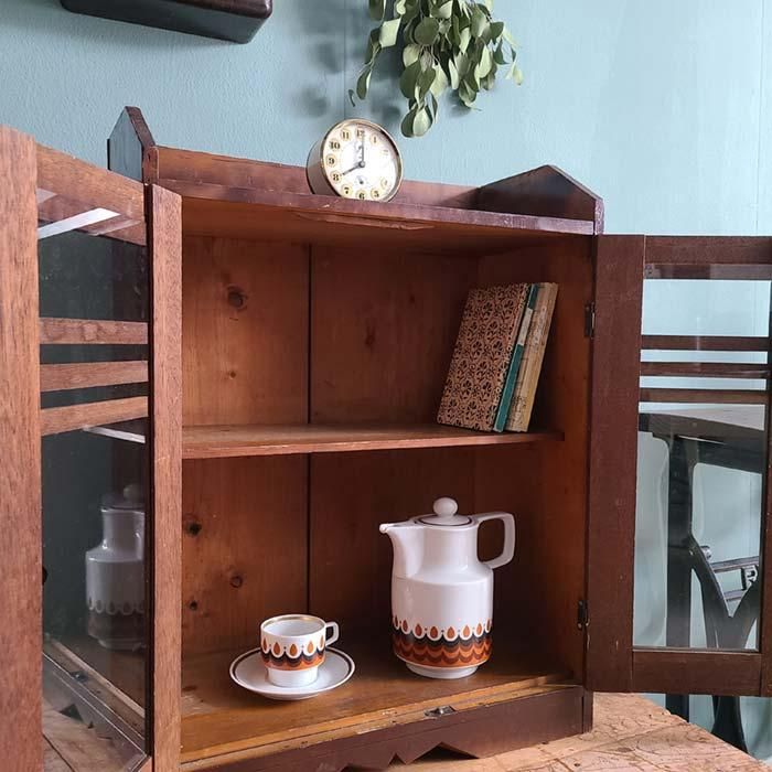 昭和レトロ・古家具・古道具・ガラスキャビネット・ガラス棚・木製