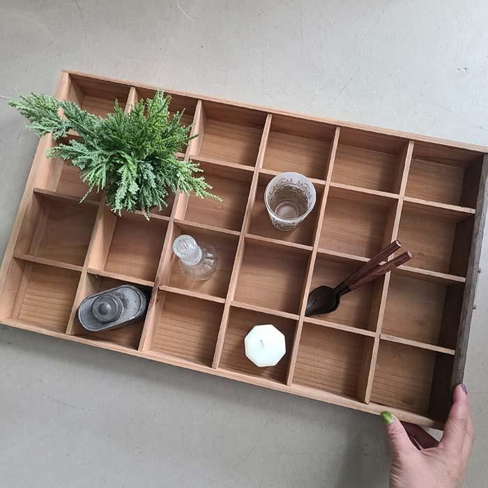 昭和レトロ・木製ます目ボックス・引き出しリメイク・ディスプレイ