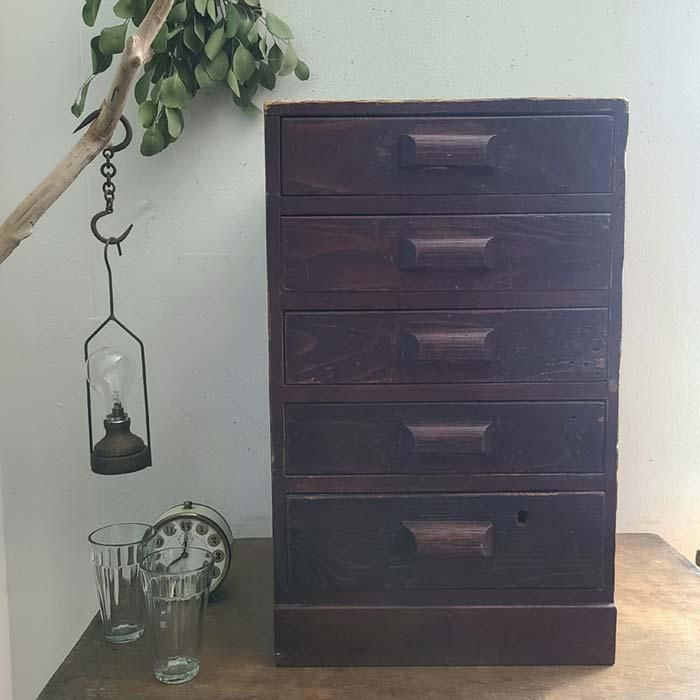 昭和レトロ・古家具・古道具・木製・小引き出し・5段チェスト | 旅する