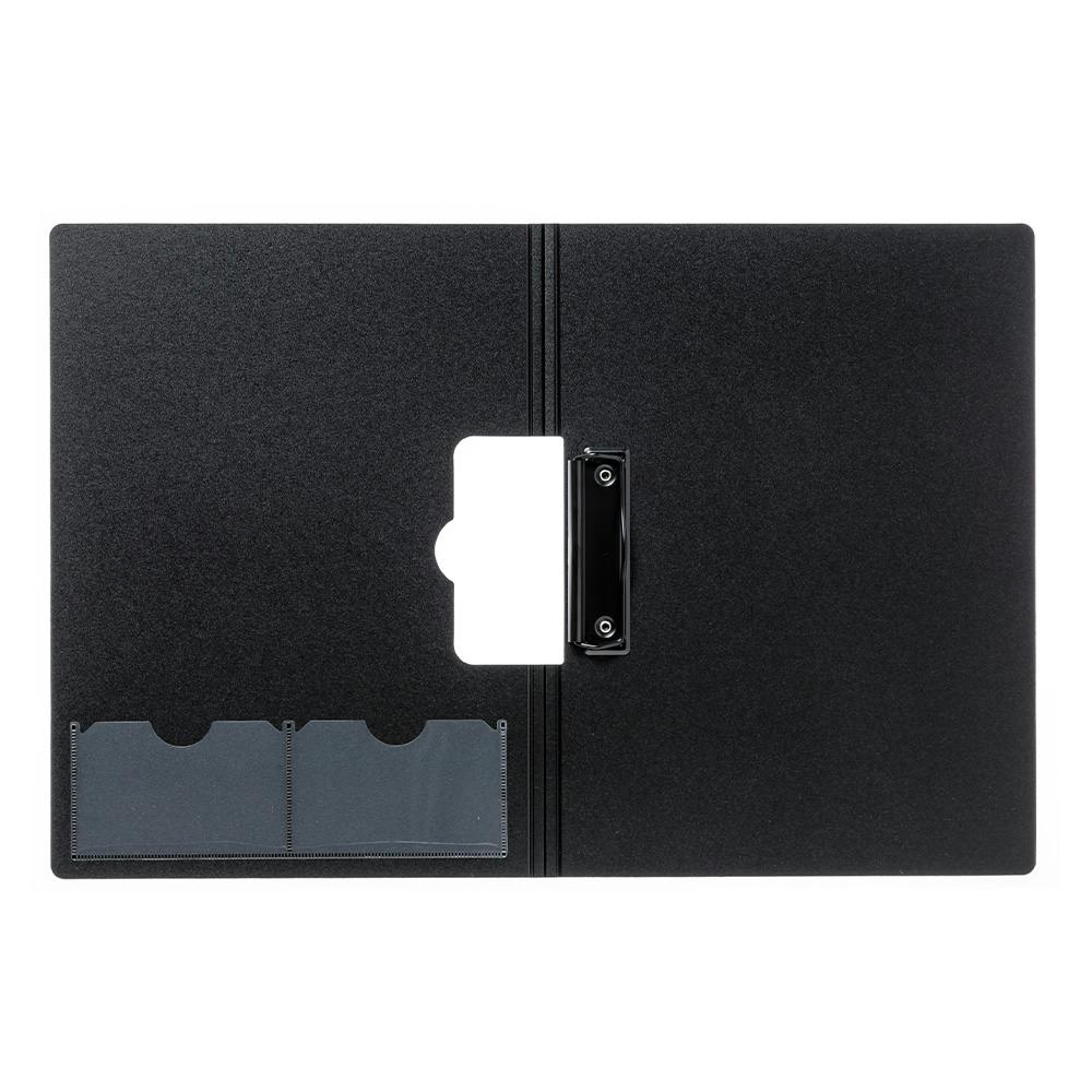 名刺ポケット付きクリップボード ヨコ型 ブラック | 文房具・事務用品