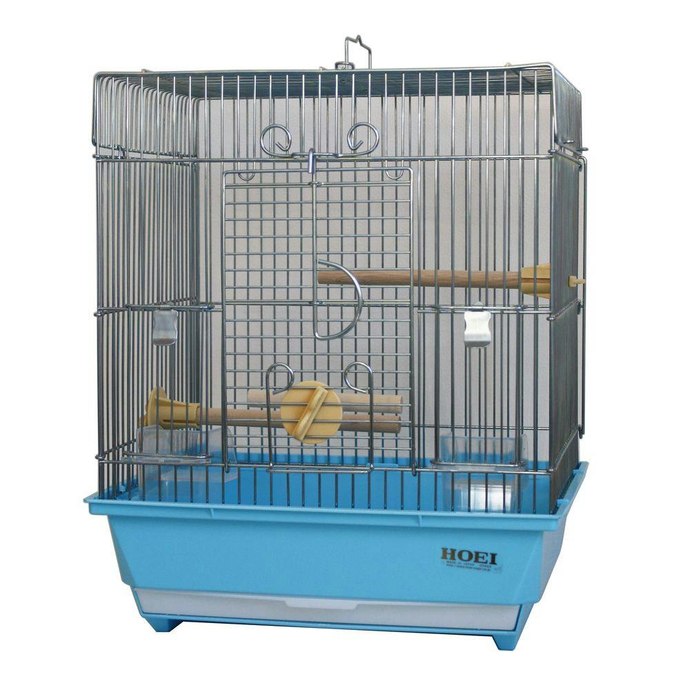 豊栄金属工業 鳥かご 101角手のりG 銀色メッキ ブルー底 | ペット用品