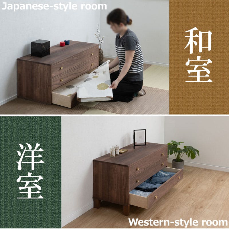 桐結】MUSUBI 総桐チェスト 3段 幅100 奥行44 高さ51 cm オイル仕上げ