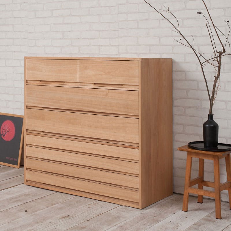 桐心】 幅100.5 7段 高さ96 ナチュラル 和ダンス 和タンス 和箪笥