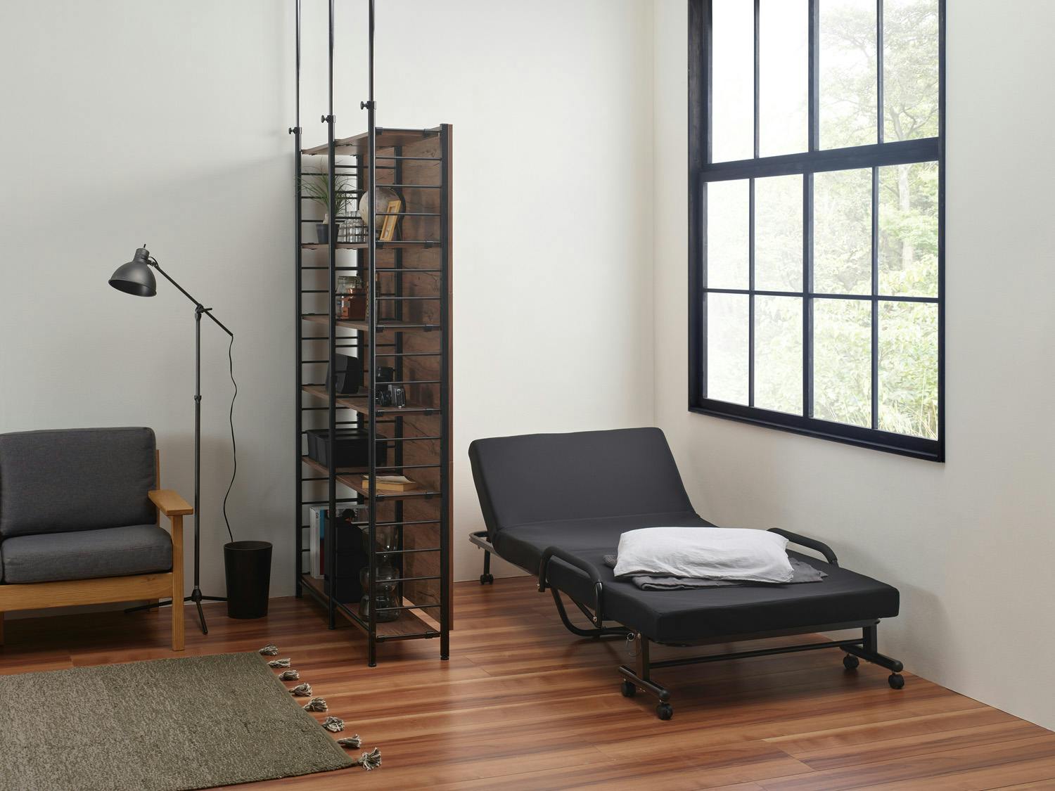 UTILITY KOEKI FBD-400(BK) 低反発折り畳みベッド 98×L210×44-75(床面