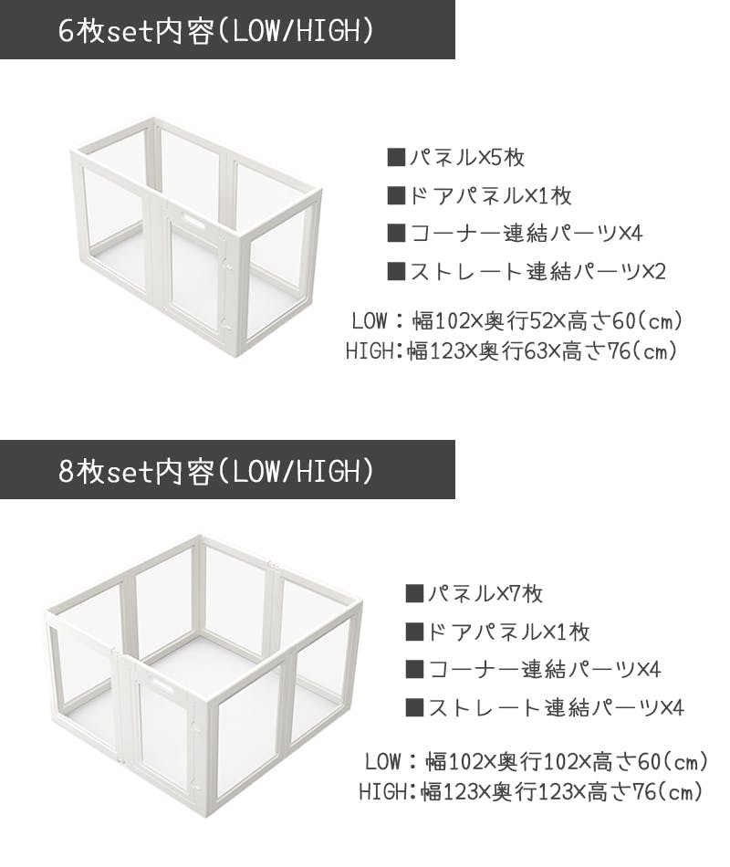 Petifam ホワイトフレームクリアサークル LOW 8面セット ケージ