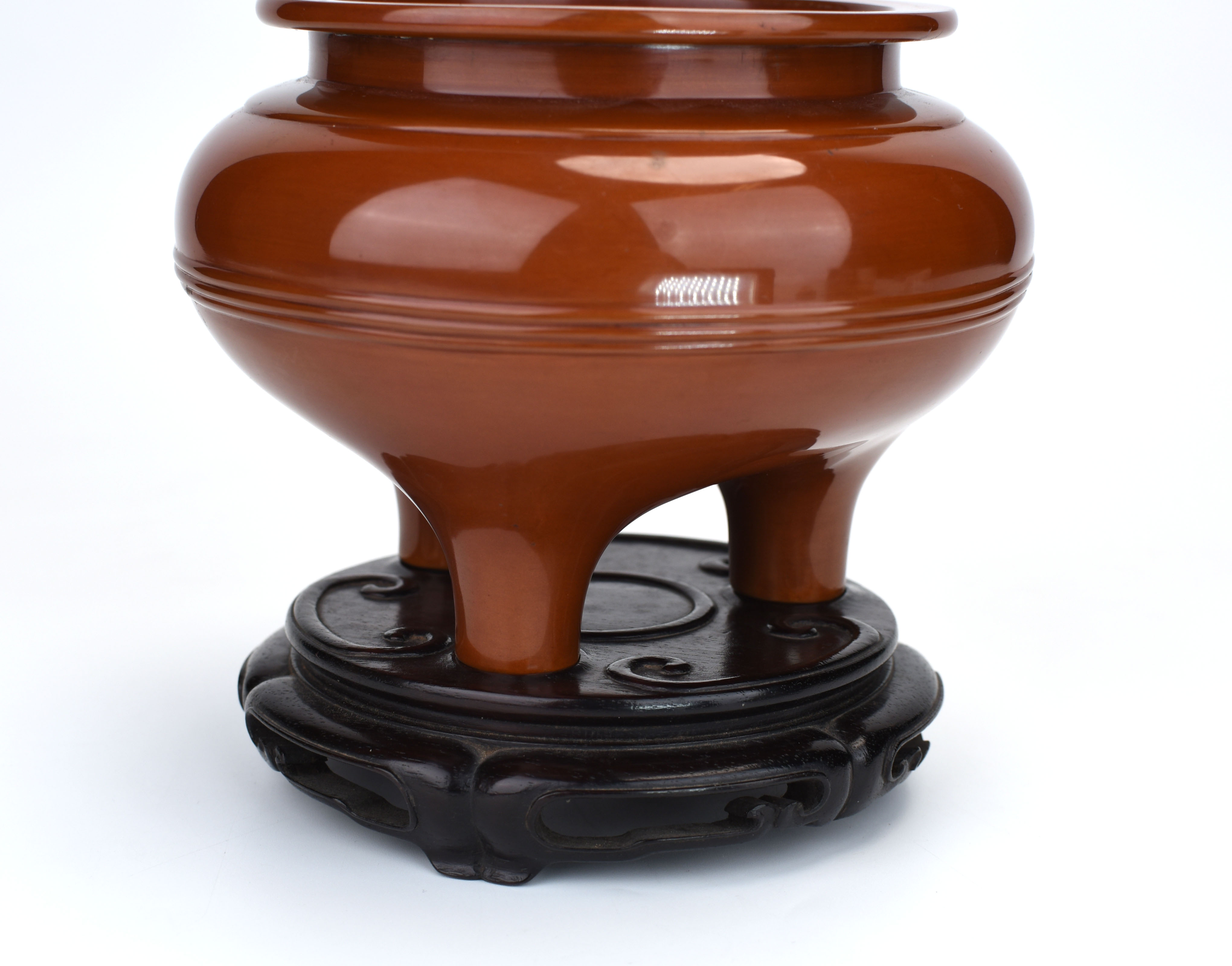 平安 秦蔵六造 銅鍍金 獅子摘 太鼓式 香炉 H R5377 平安 秦