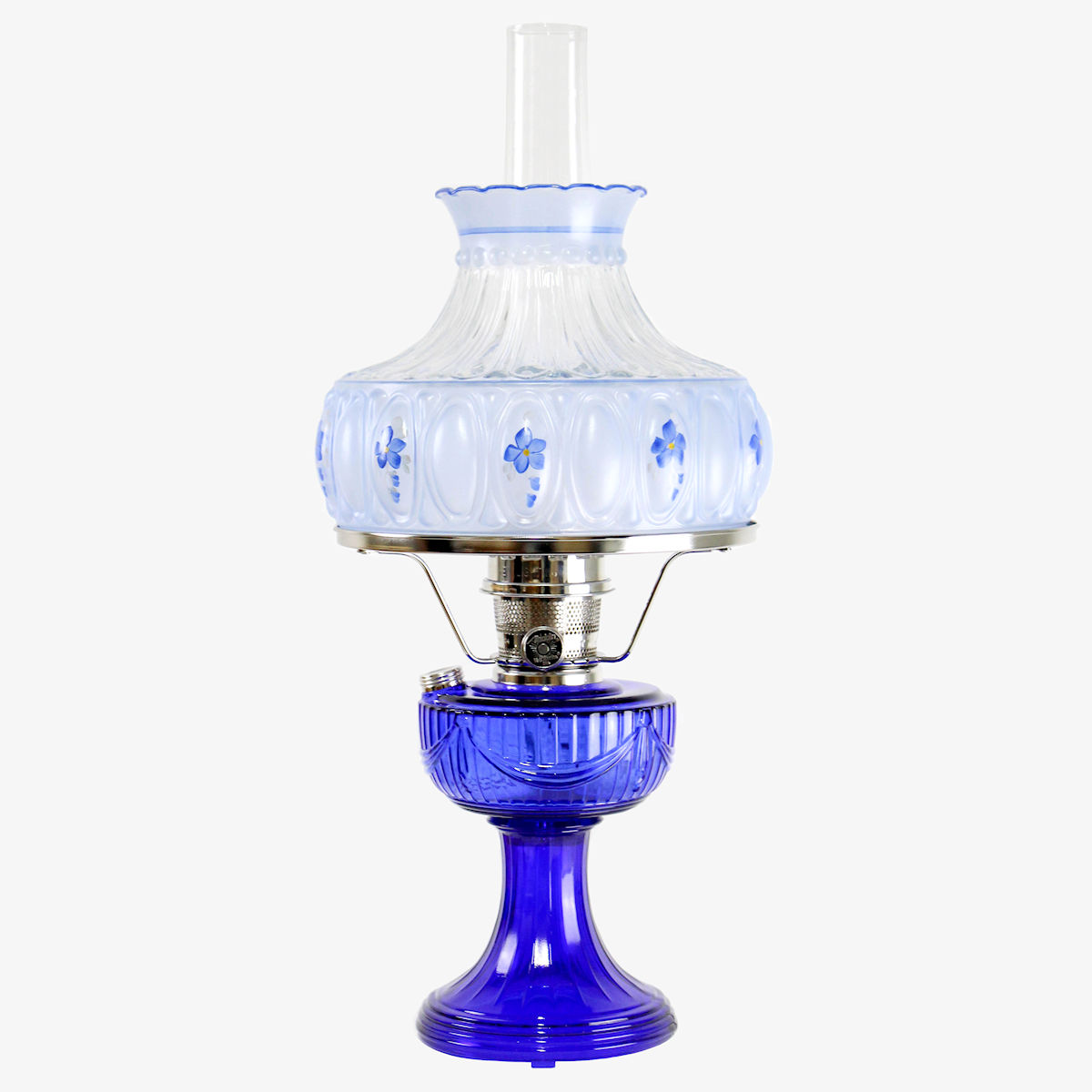 Aladdin Lamp Cobalt Blue Lincoln Drape with M753 Shade & Nickel